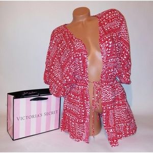 VICTORIA SECRET - red heart kimono - one size